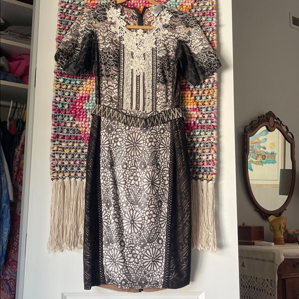 Byron Lars Black and Cream Lace Dress